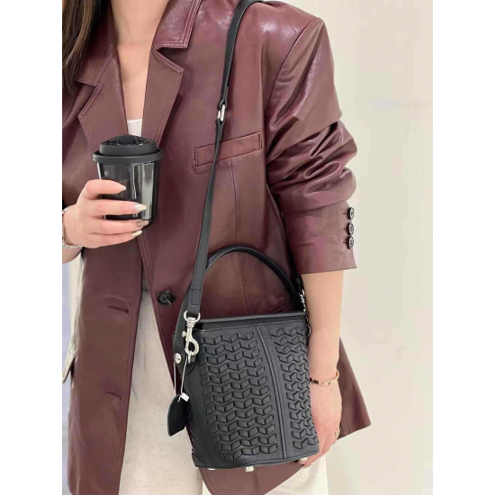 Women's Genuine Cowhide Leather Cross-Border Niche Hand-Woven Fashion Bucket Bag Wholesale Crossbody Winter Shoulder Bag for