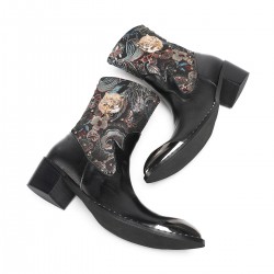 NA694 Fashion Pointed Toe Male Ankle Boots Plus Size Party Shoes Rivets Cowboy Boots Genuine Leather Men Motorcycle Short Boots