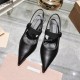 A Woman with a New Style of Pointed-toe Cool Shoes Made of Genuine Leather