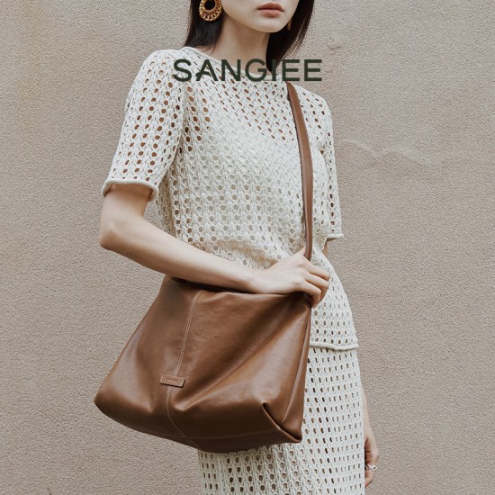 Shanji Air Hobo Bag for Women High-grade Lightweight Sheepskin Tote Vintage Fashion Three Straps Soft Shoulder Accessory