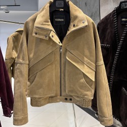 2025 Spring Female Leather Bomber Jackets Ladies Real Suede Leather Coat Camel Suede Clothes Outwear
