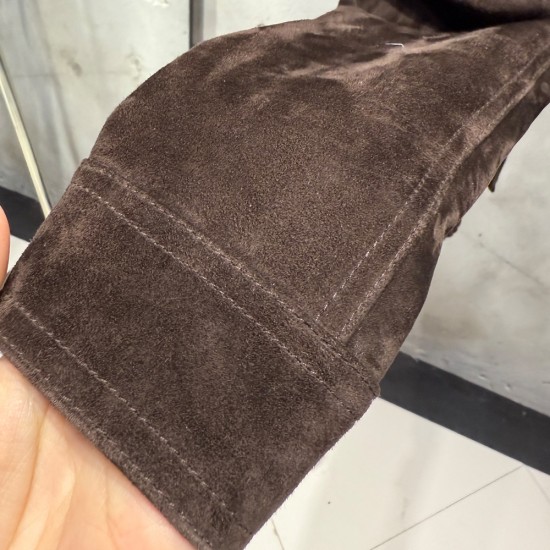 Spring Women Leather Clothes Oversize Bomber Leather Jacket Brown Chocolate Suede Jackets