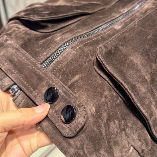 Spring Women Leather Clothes Oversize Bomber Leather Jacket Brown Chocolate Suede Jackets