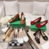Leather High Heels, Women's Thick Heels, One-foot Wear, Shallow Mouth, Single Shoes, Round Toe