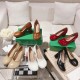 Leather High Heels, Women's Thick Heels, One-foot Wear, Shallow Mouth, Single Shoes, Round Toe
