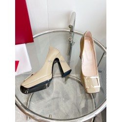 Square-buckle Platform High Heels, Women's Thick-heeled square Toe, One-foot Shallow Toe Single Shoes
