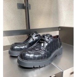 Top Quality Dress Shoes Loafers for Men Lace-Up Derbies New With Tags Haddock All-Over Intrecciato Leather Loafers Derby Shoes