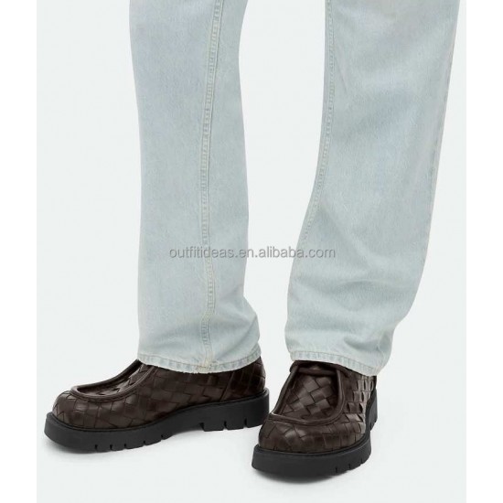 Top Quality Dress Shoes Loafers for Men Lace-Up Derbies New With Tags Haddock All-Over Intrecciato Leather Loafers Derby Shoes