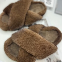 Mule Clogs Fuzzy Fluffy Natural Mink for Slippers Fashion Fur Slides for Home Outdoor Comfortable Boots and Shoes