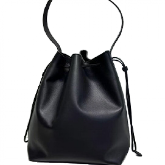 Imported Small Cowhide Water Bucket Bag Large Capacity Casual Simple Texture Shoulder Crossbody Zip Soft Leather Fashion