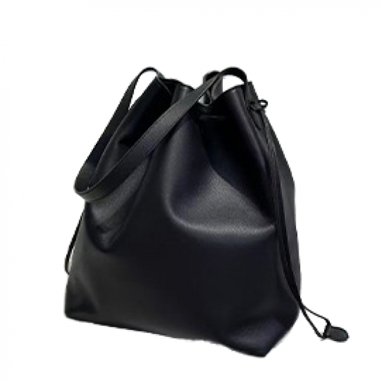 Imported Small Cowhide Water Bucket Bag Large Capacity Casual Simple Texture Shoulder Crossbody Zip Soft Leather Fashion