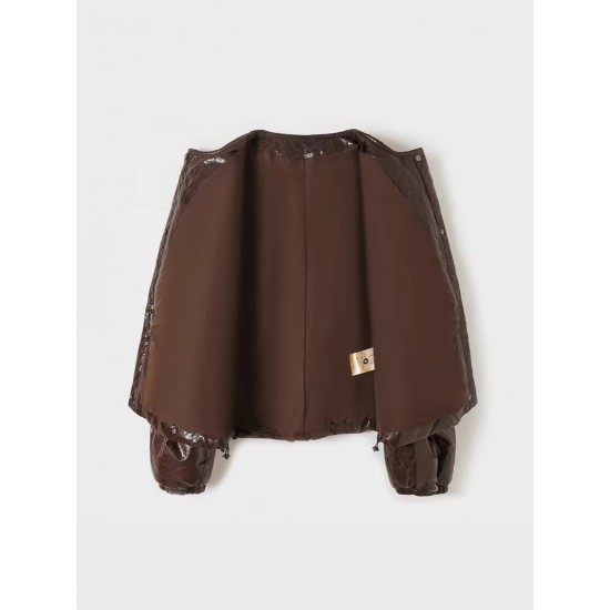 Winter Fashion Clothes Custom O-neck Down Jacket Oil Waxed Sheepskin Duck Down Coat for Women Ladies