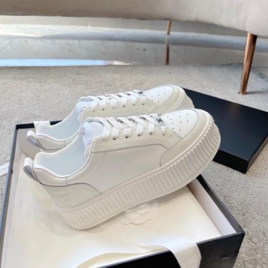 New Genuine Leather Thick-soled Sponge Board Shoes Are Fashionable and Versatile Thick-soled Sports and Casual Cookie Shoes