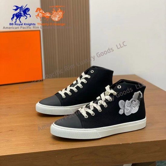 Thiery Hery High Top Canvas Shoes for Men and Women Spring Fashion Genuine Cowhide Upper with Lace-Up Design and Closed Toe