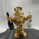 Pop Arts Resin Crafts Chrome Colored Duck with Champagne Bottles Animal Cartoon Character Duck Statue for Arts Gallery