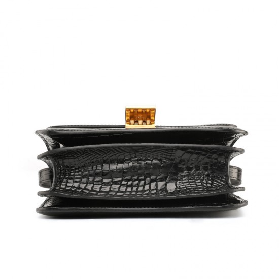 Crocodile Skin Tofu Bag Box Feminine Flight Attendant Niche Design Single Shoulder Diagonal Cross Small Square Trendy Bag Autumn