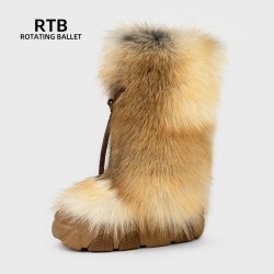 The 2025 Winter Cross-border Bestseller Long Snow Boots for Women Are EVA Foam and Rubber-soled fox Fur Anti-slip