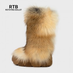 The 2025 Winter Cross-border Bestseller Long Snow Boots for Women Are EVA Foam and Rubber-soled fox Fur Anti-slip