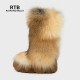 The 2025 Winter Cross-border Bestseller Long Snow Boots for Women Are EVA Foam and Rubber-soled fox Fur Anti-slip