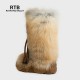 The 2025 Winter Cross-border Bestseller Long Snow Boots for Women Are EVA Foam and Rubber-soled fox Fur Anti-slip