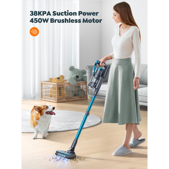 In Stock Buture VC60 450W 38KPA Suction 1.5L Handheld Carpet Stick Wireless Cordless Vacuum Cleaner for Carpet with LED Light