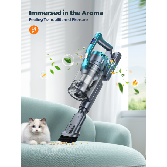 In Stock Buture VC60 450W 38KPA Suction 1.5L Handheld Carpet Stick Wireless Cordless Vacuum Cleaner for Carpet with LED Light