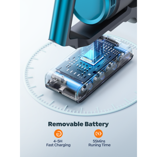 In Stock Buture VC60 450W 38KPA Suction 1.5L Handheld Carpet Stick Wireless Cordless Vacuum Cleaner for Carpet with LED Light