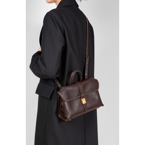 Top-grain Cowhide Retro Messenger Bag, Women's Large-capacity Handbag, Autumn Commuting Cross-body Bag