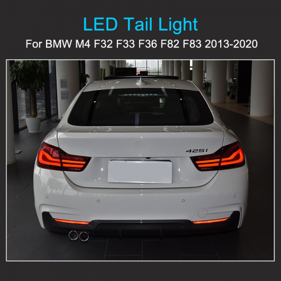 For BMW 4 Series M4 LED Tail Light Assembly 2013-2020 Full LED Upgrade Tail Lamps F32 F33 F36 F82 F83 Red Smoked Lens Color 12V