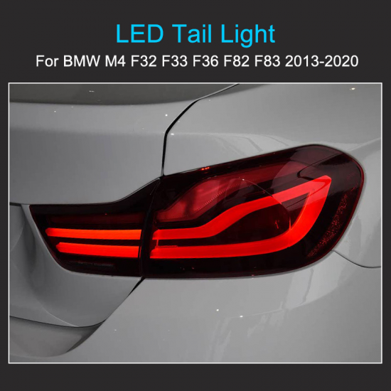 For BMW 4 Series M4 LED Tail Light Assembly 2013-2020 Full LED Upgrade Tail Lamps F32 F33 F36 F82 F83 Red Smoked Lens Color 12V