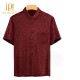 Short Sleeve Ice Silk Shirt Set for Middle-Aged Men Dad's Summer Outfit with Turn-Down Collar Casual Grandpa Clothes
