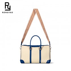 Custom Sample Swift Genuine Leather Patchwork Canvas Men's Single-shoulder Crossbody Handbag Large Capacity Designer Travel Bags