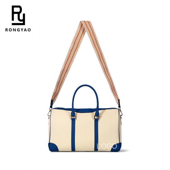 Custom Sample Swift Genuine Leather Patchwork Canvas Men's Single-shoulder Crossbody Handbag Large Capacity Designer Travel Bags