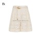 High-quality Custom Clothing Factory Knee-Length Loose Fit Straight Lace Shorts with Leaf Pattern and Pockets Suits for Women