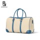 Lightweight Large Capacity Short Distance Men Travel Storage Handbag Canvas Spliced Genuine Leather Duffle Bag Custom logo