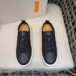 New high-quality genuine leather casual men's shoes, white sneakers, lace-up flat shoes