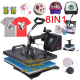8 In1 Heat Press Machine 2D Transfer Mug Phone Case/Keychain T Shirt Hat for Tshirts Mugs Hats Printing Equipment