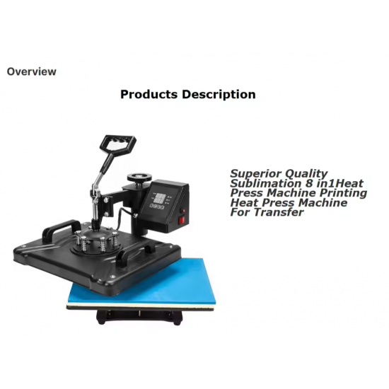8 In1 Heat Press Machine 2D Transfer Mug Phone Case/Keychain T Shirt Hat for Tshirts Mugs Hats Printing Equipment