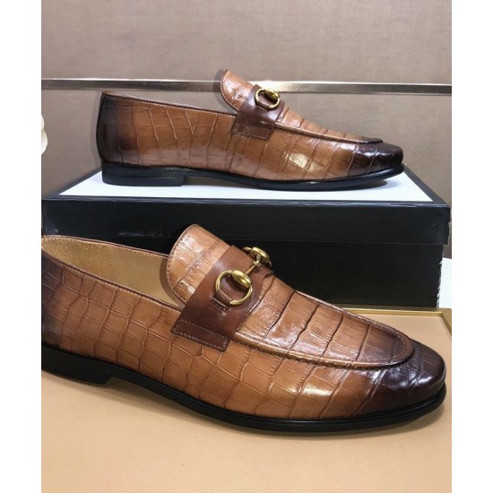 Leather Loafers Men's Shoes Beanie Shoes Business Slip-on Fashion Brand crocodile Print Business Leather Shoes
