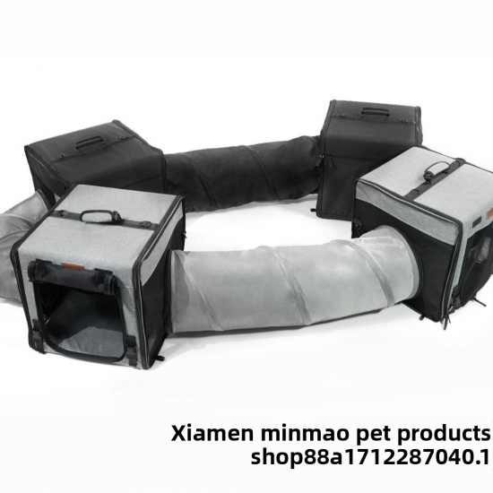 Dual Tunnel Oxford Material Pet Carrier Backpack Fashionable Solid Pattern Zipper Closure Free Travel Double Channel Dog Bag