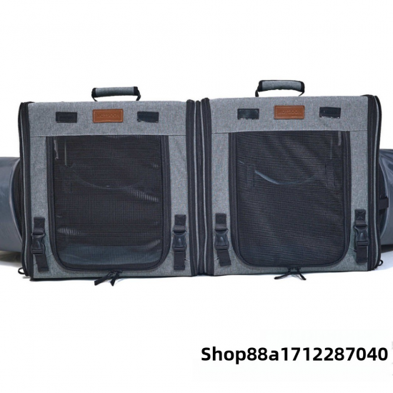 Dual Tunnel Oxford Material Pet Carrier Backpack Fashionable Solid Pattern Zipper Closure Free Travel Double Channel Dog Bag