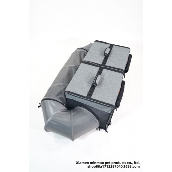 Dual Tunnel Oxford Material Pet Carrier Backpack Fashionable Solid Pattern Zipper Closure Free Travel Double Channel Dog Bag