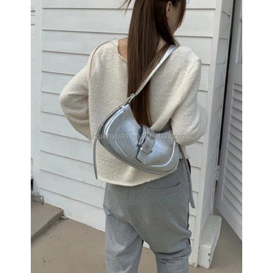 New Fashionable Underarm Bag for Girls, Hot Girl Motorcycle Bag, Genuine Leather Single-shoulder Cross-body Bag