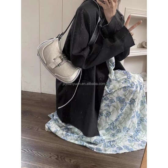 New Fashionable Underarm Bag for Girls, Hot Girl Motorcycle Bag, Genuine Leather Single-shoulder Cross-body Bag