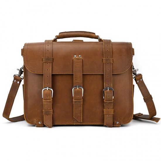 2025 Vintage Travel Bag Men's Crazy Horse Leather Hand-Held Luggage Bag Oversized Casual Fashion One-Shoulder Crossbody Bag
