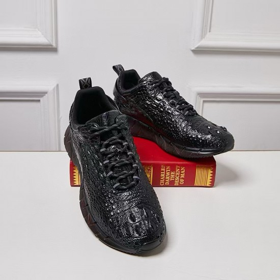 100% crocodile skin men's casual coconut shoes - crocodile skull design genuine leather sports shoes