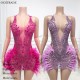 Ocstrade New Elegant Beading Purple Feathers Short Prom Dresses 2025 Sexy Rhinestone Birthday Dress for Women Party Club Night