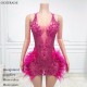 Ocstrade New Elegant Beading Purple Feathers Short Prom Dresses 2025 Sexy Rhinestone Birthday Dress for Women Party Club Night