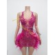 Ocstrade New Elegant Beading Purple Feathers Short Prom Dresses 2025 Sexy Rhinestone Birthday Dress for Women Party Club Night