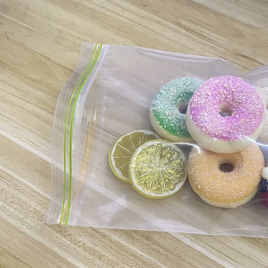 Small Transparent Food-Grade Zipper Bag with Double-Bone Sealing for Sushi Salad Noodle Storage and Snack Separation